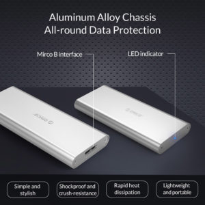 ORICO θήκη για Μ.2 B key SSD M2G-U3, USB 3.0, 5Gbps, 2TB, ασημί | Συνοδευτικά PC | elabstore.gr
