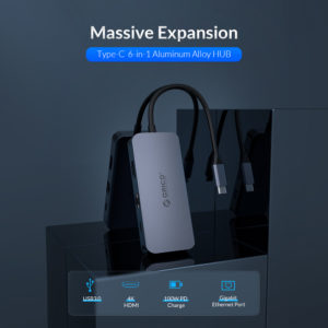 ORICO docking station MC-U602P, USB Type-C, 6-ports, γκρι | Συνοδευτικά PC | elabstore.gr