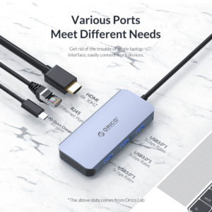 ORICO docking station MC-U602P, USB Type-C, 6-ports, γκρι | Συνοδευτικά PC | elabstore.gr