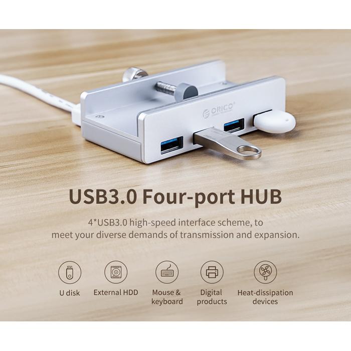 ORICO hub με κλιπ MH4PU-SV-BP, 4 ports, USB 3.0, ασημί | eLabstore.gr ORICO hub με κλιπ MH4PU-SV-BP, 4 ports, USB 3.0, ασημί | Συνοδευτικά PC | elabstore.gr