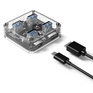 ORICO USB 3.0 Hub MH4U-U3, 4x USB3.0, 5Gbps, διάφανο | Συνοδευτικά PC | elabstore.gr
