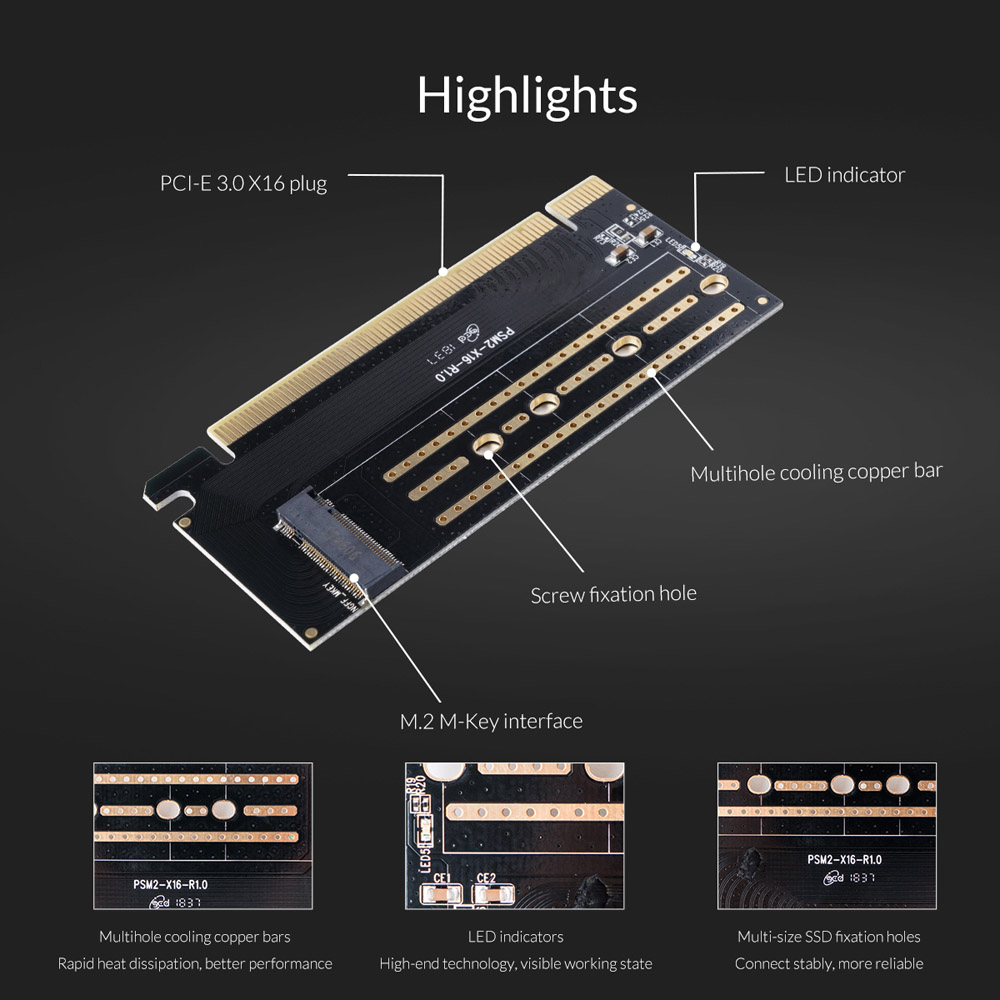 ORICO κάρτα επέκτασης PCI-e x16 σε NVMe M.2 M-key PSM2 | eLabstore.gr ORICO κάρτα επέκτασης PCI-e x16 σε NVMe M.2 M-key PSM2 | PC & Αναβάθμιση | elabstore.gr