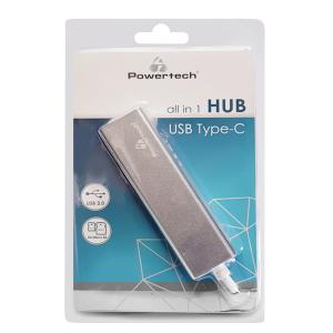 POWERTECH USB Type-C HUB PT-926, 3x USB 3.0, SD/Micro SD, ασημί | Συνοδευτικά PC | elabstore.gr