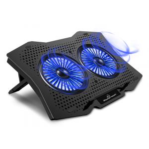 POWERTECH Βάση & ψύξη laptop PT-929, έως 18", 2x 110mm fan, LED, μαύρο | Αξεσουάρ για Laptop | elabstore.gr
