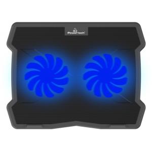 POWERTECH Βάση & ψύξη laptop PT-930, έως 15.6", 2x 125mm fan, LED, μαύρο | Αξεσουάρ για Laptop | elabstore.gr