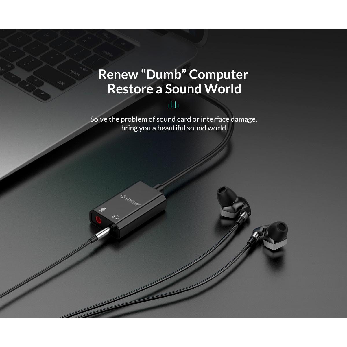 ORICO USB κάρτα ήχου SKT2, USB2.0, 2x 3.5mm, μαύρο | eLabstore.gr ORICO USB κάρτα ήχου SKT2, USB2.0, 2x 3.5mm, μαύρο | PC & Αναβάθμιση | elabstore.gr