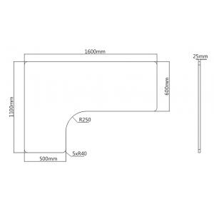 BRATECK επιφάνεια εργασίας σχήματος L TP16060L, 1600x1100mm, λευκό | Αναλώσιμα - Είδη Γραφείου | elabstore.gr