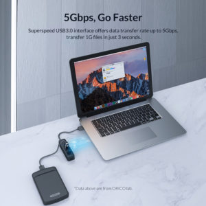 ORICO USB Hub TWC3-4A, 1x USB Type-C, 4x USB 3.0 ports, μαύρο | Συνοδευτικά PC | elabstore.gr