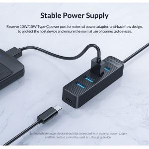 ORICO USB Hub TWC3-4A, 1x USB Type-C, 4x USB 3.0 ports, μαύρο | Συνοδευτικά PC | elabstore.gr