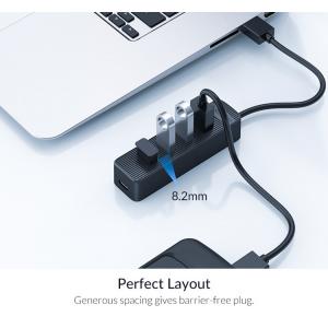 ORICO USB Hub TWC3-4A, 1x USB Type-C, 4x USB 3.0 ports, μαύρο | Συνοδευτικά PC | elabstore.gr
