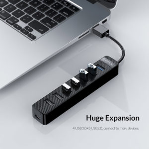 ORICO USB Hub TWC3-7A, 1x USB Type-C, 7x USB ports, μαύρο | Συνοδευτικά PC | elabstore.gr