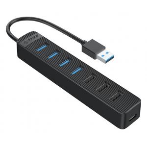 ORICO USB Hub TWC3-7A, 1x USB Type-C, 7x USB ports, μαύρο | Συνοδευτικά PC | elabstore.gr