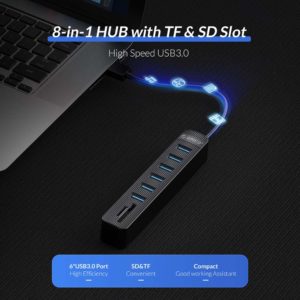 ORICO USB Hub TWU3-3AST, 1x SD, 1x TF, 6x USB ports, μαύρο | Συνοδευτικά PC | elabstore.gr