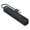 ORICO USB Hub TWU3-3AST, 1x SD, 1x TF, 6x USB ports, μαύρο | Συνοδευτικά PC | elabstore.gr