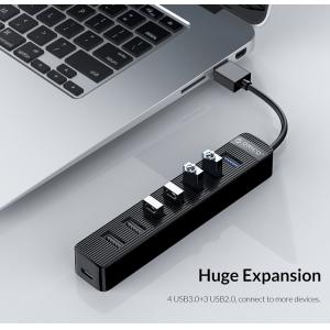 ORICO USB Hub TWU32-7A, 1x USB Type-C, 7x USB ports, μαύρο | Συνοδευτικά PC | elabstore.gr