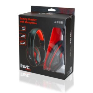 Ακουστικό Gaming μαύρο κόκκινο Hvt AHP-881 | Gaming | elabstore.gr