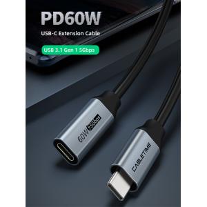 CABLETIME καλώδιο USB Type-C αρσενικό σε θηλυκό CMCM60, 4K, 1m, γκρι | Αξεσουάρ κινητών | elabstore.gr