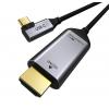 CABLETIME καλώδιο USB-C 90 Degree σε HDMI C160, Coaxial, 4K, 1.8m, μαύρο | Αξεσουάρ κινητών | elabstore.gr