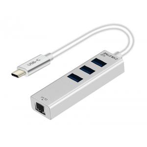 CABLETIME HUB USB-C σε 3x USB 3.0 + RJ45 C160, 5Gbps, 0.15m, ασημί | Συνοδευτικά PC | elabstore.gr