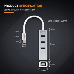 CABLETIME HUB USB-C σε 3x USB 3.0 + RJ45 C160, 5Gbps, 0.15m, ασημί | eLabstore.gr CABLETIME HUB USB-C σε 3x USB 3.0 + RJ45 C160, 5Gbps, 0.15m, ασημί | Συνοδευτικά PC | elabstore.gr