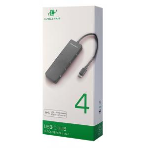 CABLETIME HUB USB-C σε 4xUSB 3.0 C160, 4 ports, 5Gbps, 0.15m, μαύρο | Συνοδευτικά PC | elabstore.gr