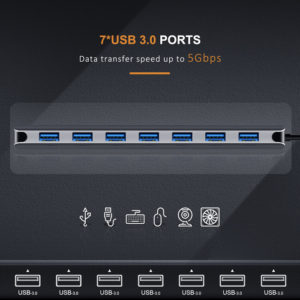 CABLETIME HUB USB-C σε 7x USB 3.0 C160, 5Gbps, 0.15m, ασημί | Συνοδευτικά PC | elabstore.gr