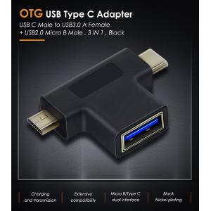 CABLETIME αντάπτορας USB-C σε USB-A 3.0 + USB Micro B 2.0 C160, μαύρος | Αξεσουάρ κινητών | elabstore.gr