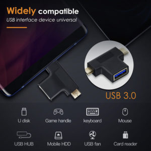 CABLETIME αντάπτορας USB-C σε USB-A 3.0 + USB Micro B 2.0 C160, μαύρος | Αξεσουάρ κινητών | elabstore.gr