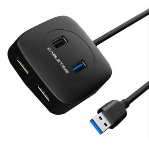 CABLETIME HUB USB3.0 + USB2.0 + Micro B AMAF4, 4 Ports, 0.15m, μαύρο | Συνοδευτικά PC | elabstore.gr
