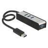 DELOCK hub 4x USB 62534, USB 3.0, 5Gbps, 30cm, μαύρο-γκρι | Συνοδευτικά PC | elabstore.gr