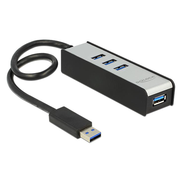 DELOCK hub 4x USB 62534, USB 3.0, 5Gbps, 30cm, μαύρο-γκρι | eLabstore.gr DELOCK hub 4x USB 62534, USB 3.0, 5Gbps, 30cm, μαύρο-γκρι | Συνοδευτικά PC | elabstore.gr