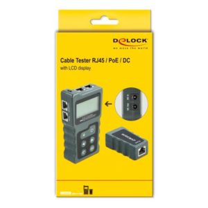 DELOCK tester καλωδίων με οθόνη 63110, RJ45, PoE, DC, γκρι | Εργαλεία | elabstore.gr