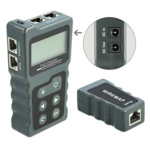 DELOCK tester καλωδίων με οθόνη 63110, RJ45, PoE, DC, γκρι | Εργαλεία | elabstore.gr