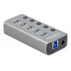 DELOCK hub 5x USB με διακόπτες 63262, USB 3.2, Gen 1, 5Gbps, 2.4A, γκρι | Συνοδευτικά PC | elabstore.gr