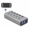 DELOCK hub 5x USB + 1x Type-C PD με διακόπτες 63263, 5Gbps, 2.4A, γκρι | Συνοδευτικά PC | elabstore.gr