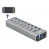 DELOCK hub 8x USB + 1x Type-C PD με διακόπτες 63264, 5Gbps, 2.4A, γκρι | Συνοδευτικά PC | elabstore.gr