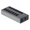 DELOCK hub 7x USB με διακόπτες 63975, USB 3.0, 5Gbps, 3Α, LED, γκρι | Συνοδευτικά PC | elabstore.gr