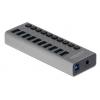DELOCK hub 10x USB με διακόπτες 63976, USB 3.0, 5Gbps, 4A, LED, γκρι | Συνοδευτικά PC | elabstore.gr