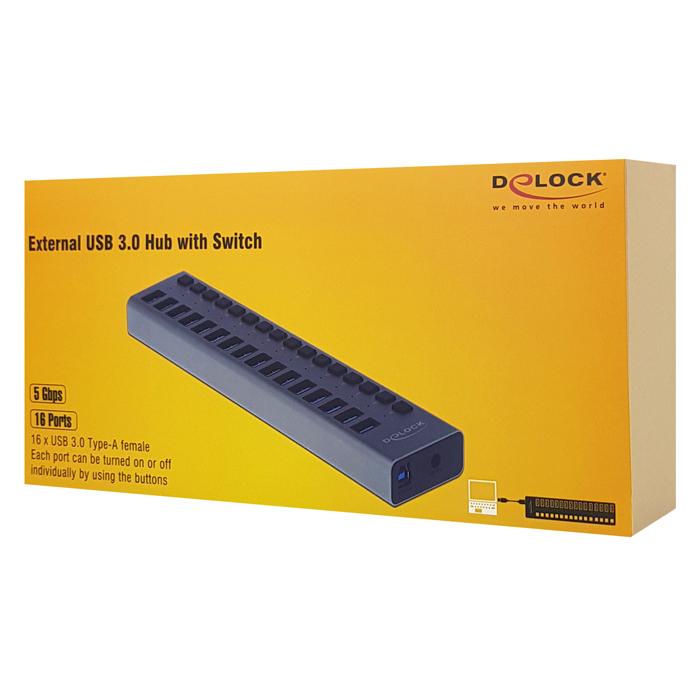 DELOCK hub 16x USB με διακόπτες 63978, USB 3.0, 5Gbps, 7.5A, LED, γκρι | eLabstore.gr DELOCK hub 16x USB με διακόπτες 63978, USB 3.0, 5Gbps, 7.5A, LED, γκρι | Συνοδευτικά PC | elabstore.gr
