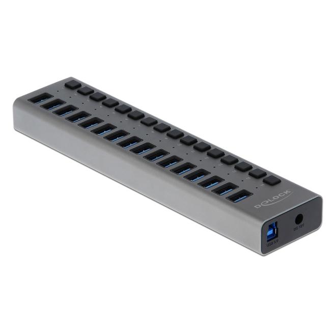 DELOCK hub 16x USB με διακόπτες 63978, USB 3.0, 5Gbps, 7.5A, LED, γκρι | eLabstore.gr DELOCK hub 16x USB με διακόπτες 63978, USB 3.0, 5Gbps, 7.5A, LED, γκρι | Συνοδευτικά PC | elabstore.gr