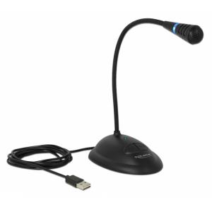 DELOCK μικρόφωνο με βάση και mute button 65871, USB, 1.7m, μαύρο | Συνοδευτικά PC | elabstore.gr