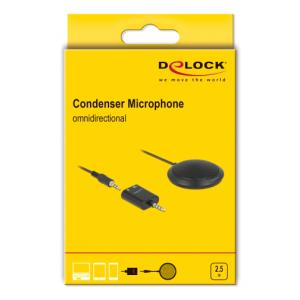 DELOCK μικρόφωνο με αντάπτορα Υ 65873, πυκνωτικό, omnidirectional, μαύρο | Συνοδευτικά PC | elabstore.gr