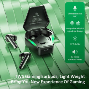 USAMS gaming earphones US-JY01 με θήκη φόρτισης, True Wireless, μαύρα | Αξεσουάρ κινητών | elabstore.gr