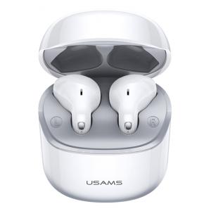 USAMS earphones US-SY02 με θήκη φόρτισης, True Wireless, λευκά | Αξεσουάρ κινητών | elabstore.gr