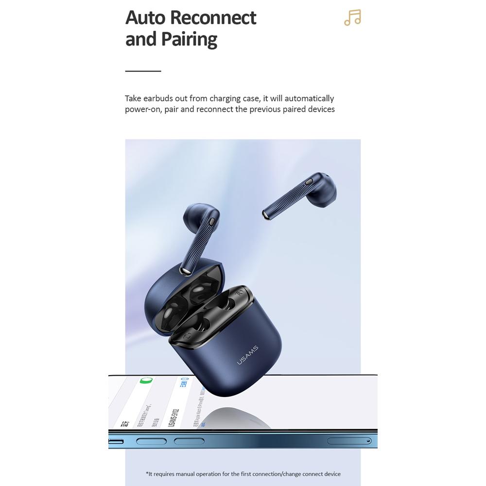 USAMS earphones SY02 με θήκη φόρτισης, True Wireless, μπλε | eLabstore.gr USAMS earphones SY02 με θήκη φόρτισης, True Wireless, μπλε | Αξεσουάρ κινητών | elabstore.gr