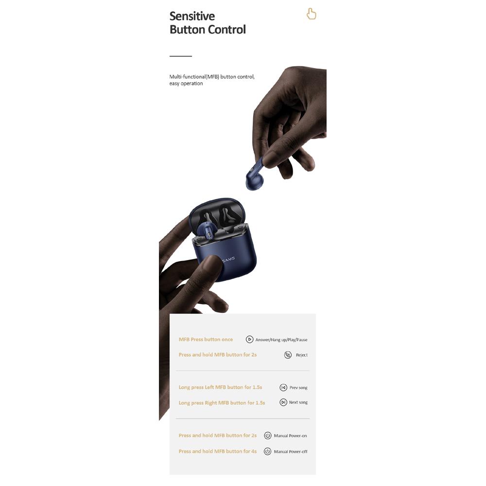 USAMS earphones SY02 με θήκη φόρτισης, True Wireless, μπλε | eLabstore.gr USAMS earphones SY02 με θήκη φόρτισης, True Wireless, μπλε | Αξεσουάρ κινητών | elabstore.gr
