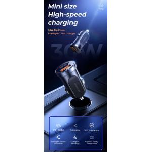 JOYROOM φορτιστής αυτοκινήτου C-A08, USB + Type-C, 30W, μαύρος | Αξεσουάρ κινητών | elabstore.gr