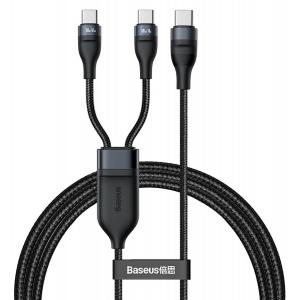 BASEUS καλώδιο USB Type-C σε 2x USB Type-C CA1T2-C01, 100W, 1.5m, μαύρο | Αξεσουάρ κινητών | elabstore.gr