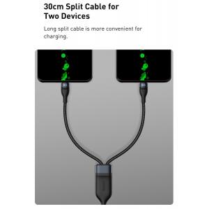 BASEUS καλώδιο USB Type-C σε 2x USB Type-C CA1T2-C01, 100W, 1.5m, μαύρο | Αξεσουάρ κινητών | elabstore.gr