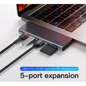 BASEUS USB Type-C hub CAHUB-K0G, 2x USB 3.0, Type-C, SD/Micro SD, γκρι | eLabstore.gr BASEUS USB Type-C hub CAHUB-K0G, 2x USB 3.0, Type-C, SD/Micro SD, γκρι | Συνοδευτικά PC | elabstore.gr